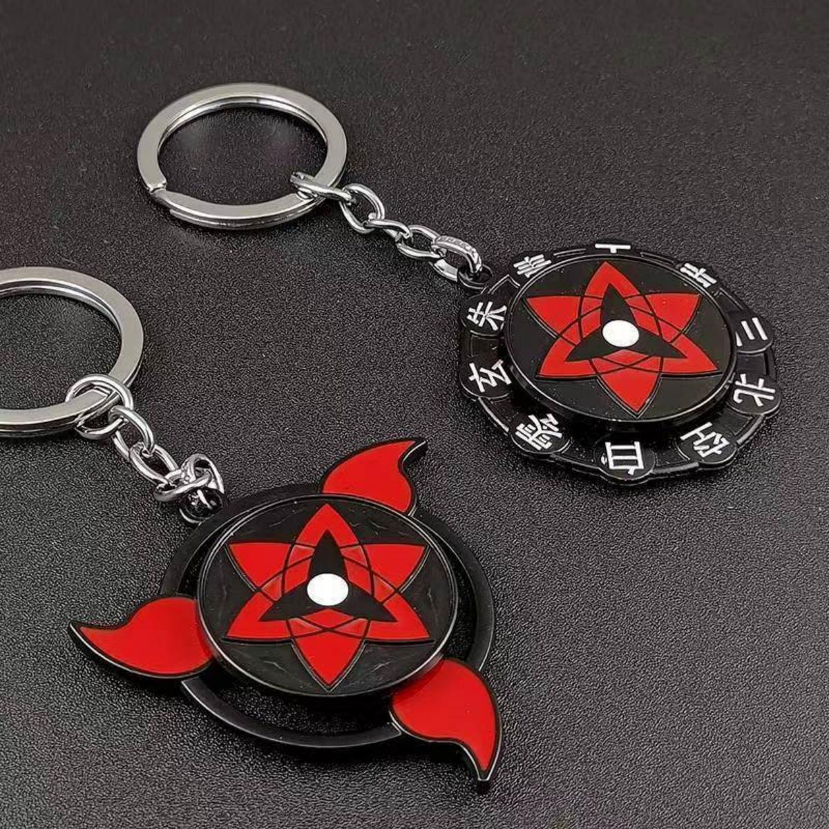 Narutoo Sharingan Rotatable Keychain - Spinning Eye Design Accessory with Detachable Charm
