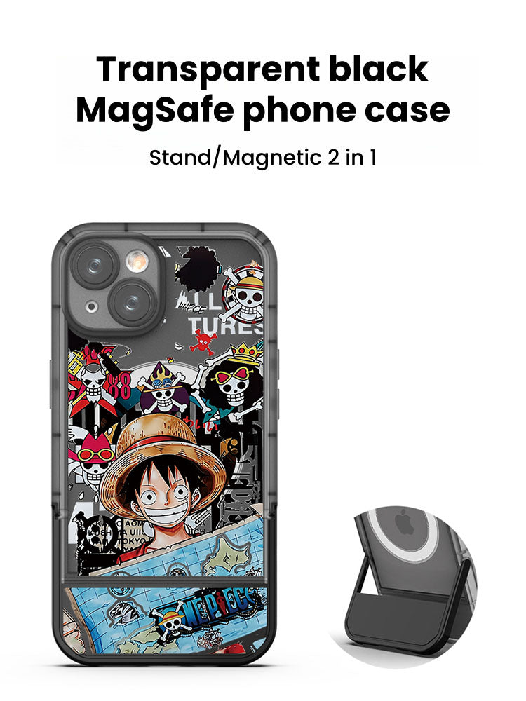 [Magnetic]One Piece Luffy iPhone Silicone Case - Multifunctional Magnetic Kickstand, Shockproof