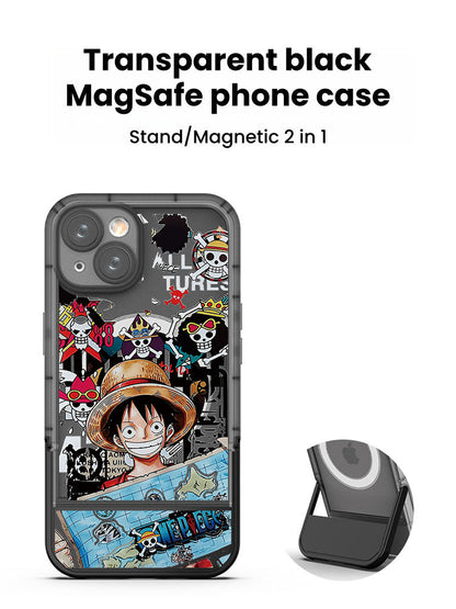 [Magnetic]One Piece Luffy iPhone Silicone Case - Multifunctional Magnetic Kickstand, Shockproof