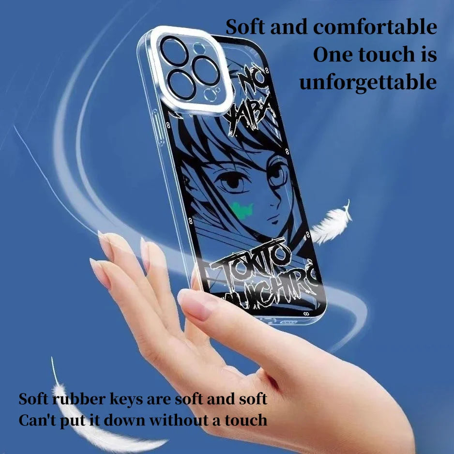 Demon Slayerr Transparent Silicone Case - Tanjirou/Mitsuri/Muichirou Design, Shockproof & Scratch - Resistant for iPhone