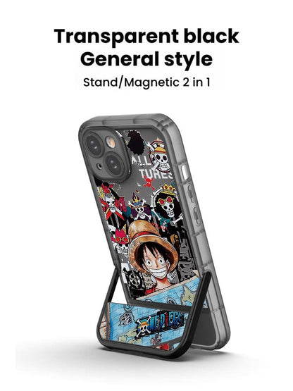 [Magnetic]One Piece Luffy iPhone Silicone Case - Multifunctional Magnetic Kickstand, Shockproof