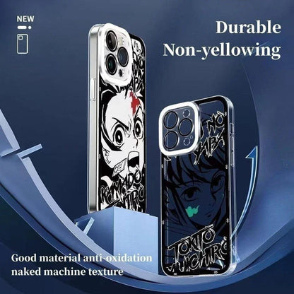 Demon Slayerr Transparent Silicone Case - Tanjirou/Mitsuri/Muichirou Design, Shockproof & Scratch - Resistant for iPhone