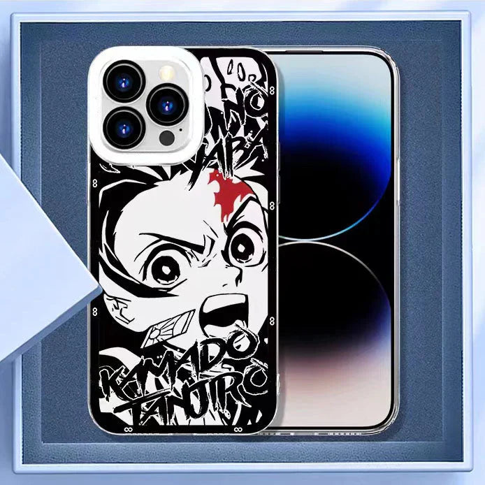Demon Slayerr Transparent Silicone Case - Tanjirou/Mitsuri/Muichirou Design, Shockproof & Scratch - Resistant for iPhone