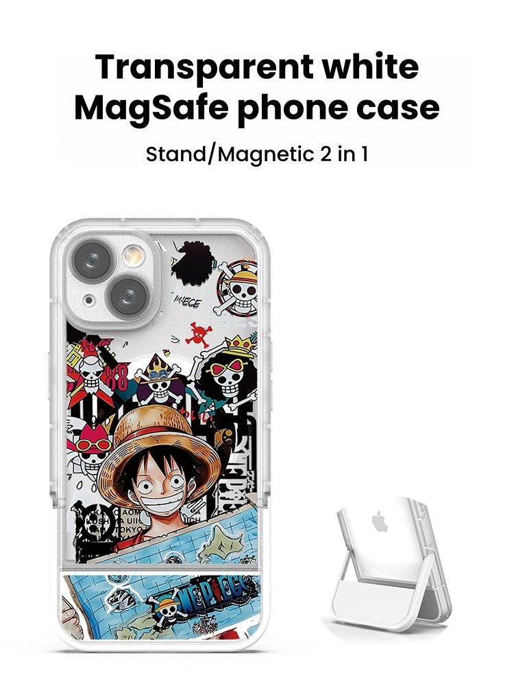 [Magnetic]One Piece Luffy iPhone Silicone Case - Multifunctional Magnetic Kickstand, Shockproof