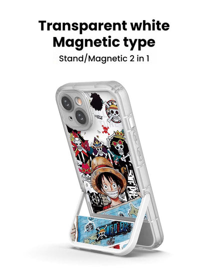[Magnetic]One Piece Luffy iPhone Silicone Case - Multifunctional Magnetic Kickstand, Shockproof