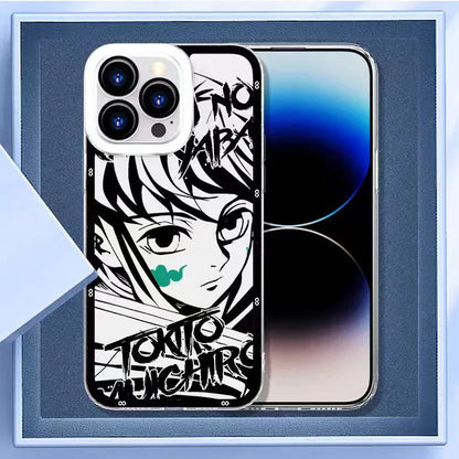 Demon Slayerr Transparent Silicone Case - Tanjirou/Mitsuri/Muichirou Design, Shockproof & Scratch - Resistant for iPhone