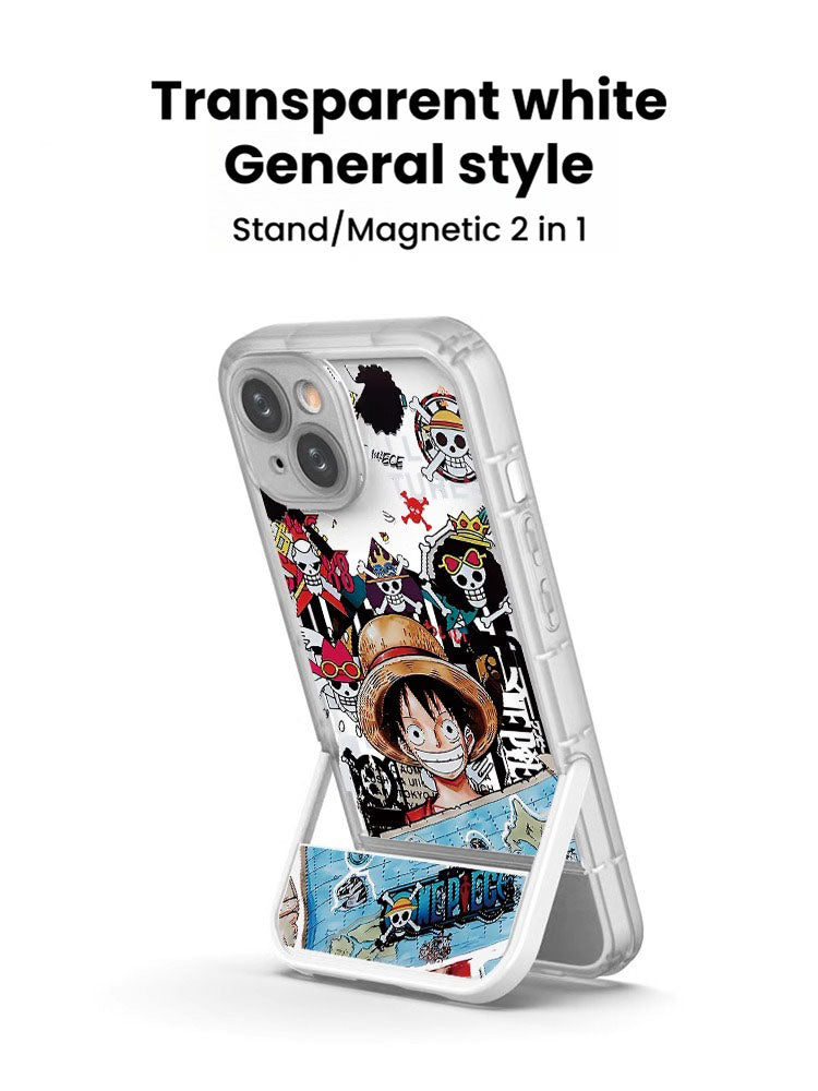 [Magnetic]One Piece Luffy iPhone Silicone Case - Multifunctional Magnetic Kickstand, Shockproof