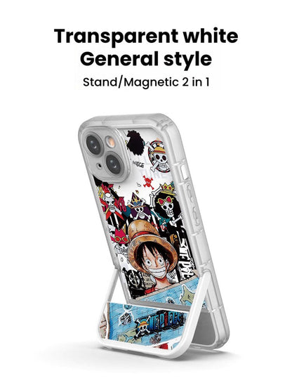 [Magnetic]One Piece Luffy iPhone Silicone Case - Multifunctional Magnetic Kickstand, Shockproof
