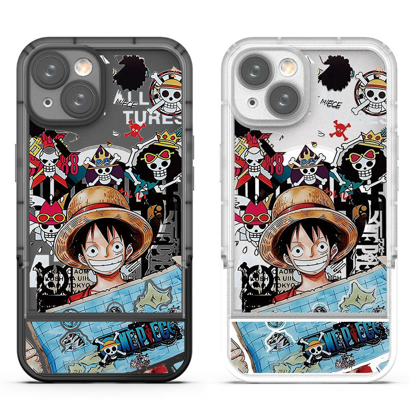[Magnetic]One Piece Luffy iPhone Silicone Case - Multifunctional Magnetic Kickstand, Shockproof