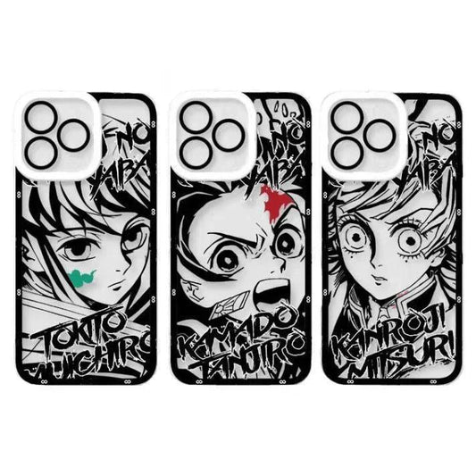 Demon Slayerr Transparent Silicone Case - Tanjirou/Mitsuri/Muichirou Design, Shockproof & Scratch - Resistant for iPhone