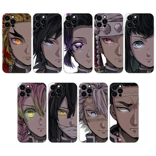 Demon Slayerr Transparent Silicone Case - Kyoujurou/Sanemi/Muichirou Design, Shockproof & Scratch - Resistant for iPhone