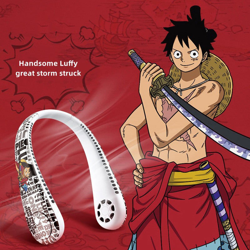 Anime Character Hands-Free Neck Fan - 3 Speeds, USB Rechargeable, Portable Outdoor Cooling Fan