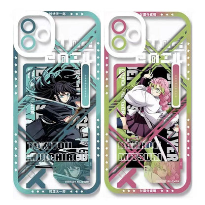 Demon Slayerr Transparent Silicone Case - Muichirou/Mitsuri Design, Shockproof & Scratch - Resistant for iPhone