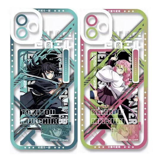 Demon Slayerr Transparent Silicone Case - Muichirou/Mitsuri Design, Shockproof & Scratch - Resistant for iPhone