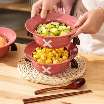 Luffy/Ace/Sabo Straw Hat Bowl - Cute Anime Logo Design, Fun Cartoon Tableware