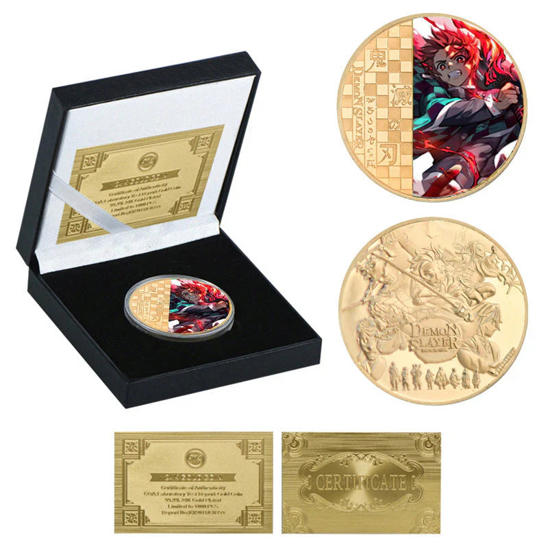 Demon Slayerr Tanjirou 24K Gold Plated Official Bank Coins - Limited Edition Commemorative Collection