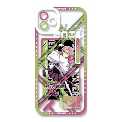 Demon Slayerr Transparent Silicone Case - Muichirou/Mitsuri Design, Shockproof & Scratch - Resistant for iPhone