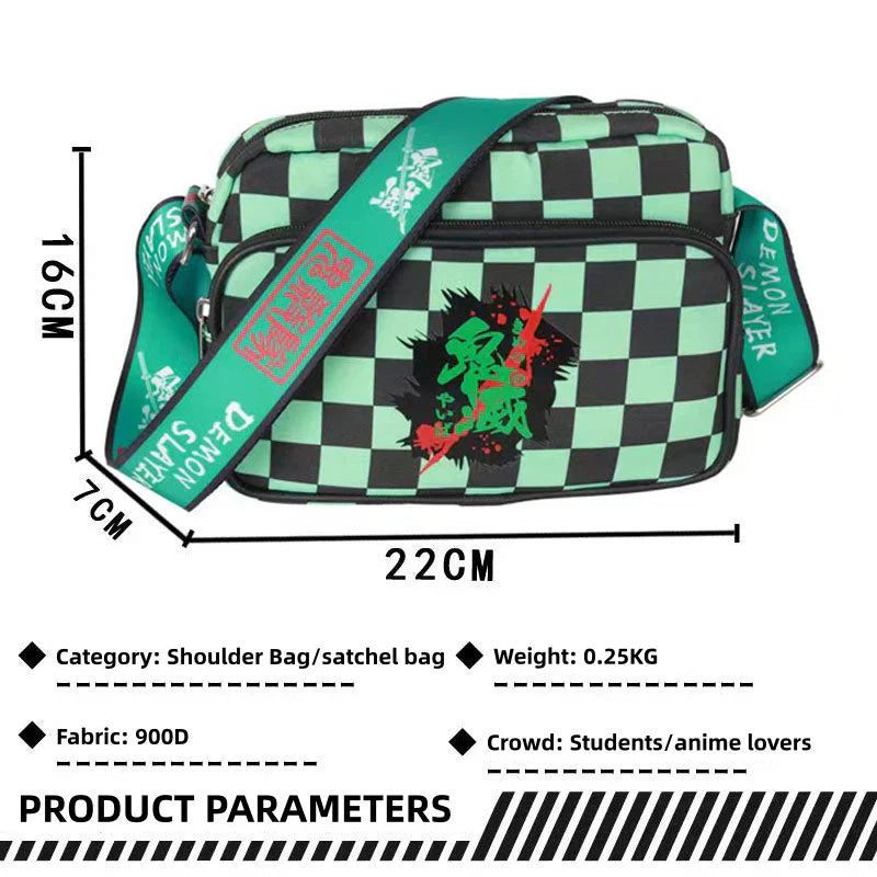 Demon Slayerr Tanjirou/Nezuko/Zenitsu/Giyuu Small Crossbody Bag - Student Satchel with Sufficient Capacity