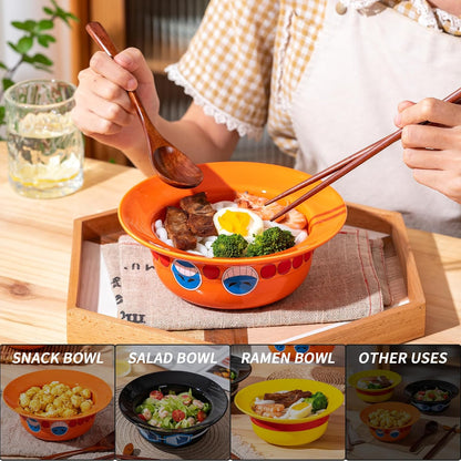 Luffy/Ace/Sabo Straw Hat Bowl - Cute Anime Logo Design, Fun Cartoon Tableware
