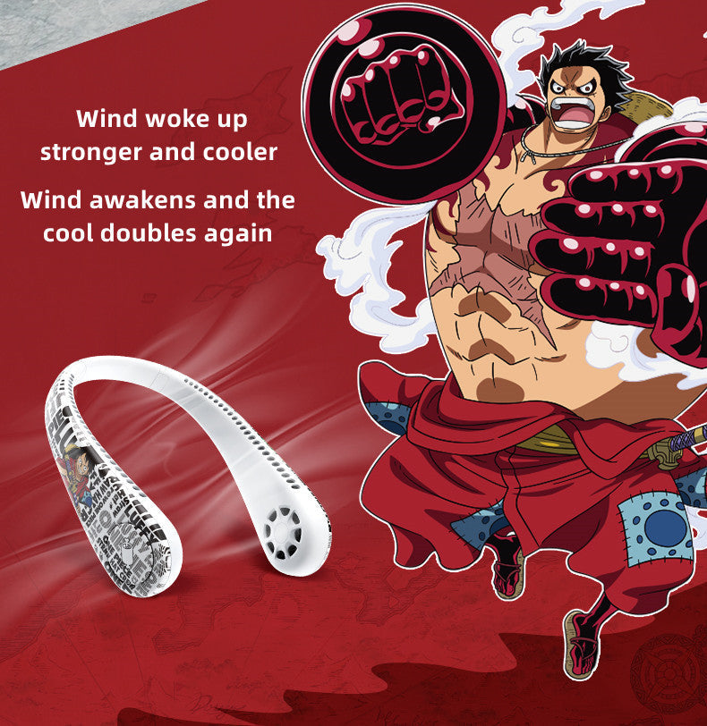 Anime Character Hands-Free Neck Fan - 3 Speeds, USB Rechargeable, Portable Outdoor Cooling Fan
