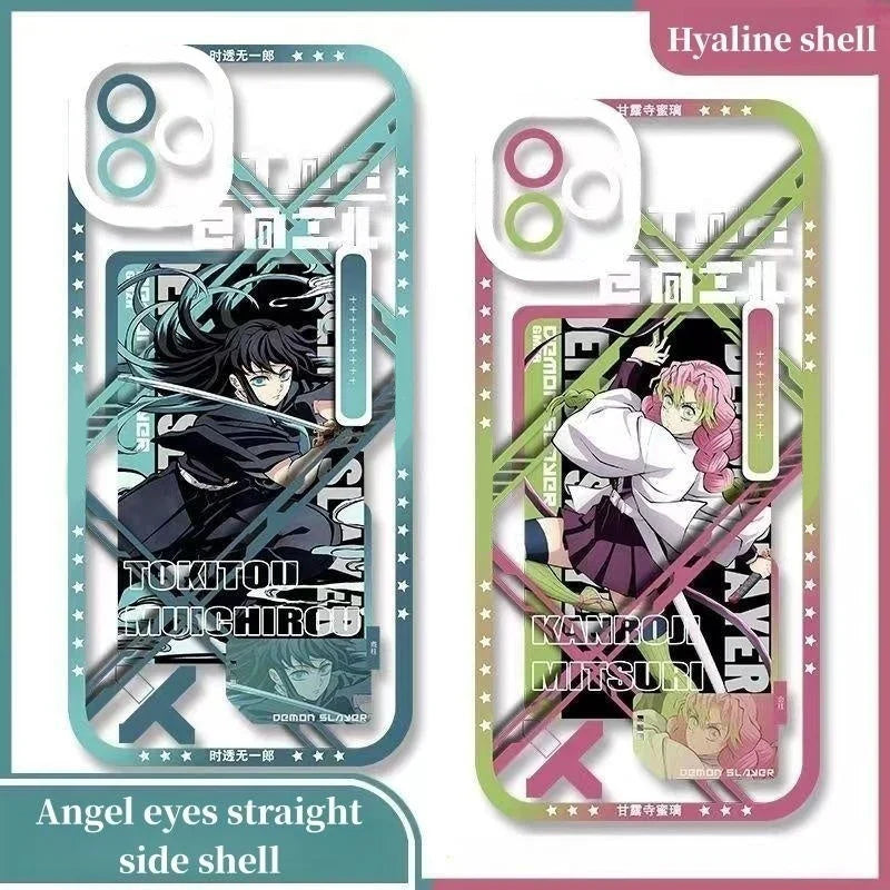 Demon Slayerr Transparent Silicone Case - Muichirou/Mitsuri Design, Shockproof & Scratch - Resistant for iPhone