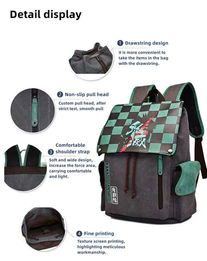 Demon Slayerr Tanjirou/Nezuko/Zenitsu/Giyuu Sturdy Oversized Backpack - High - Capacity Anime Travel Bag