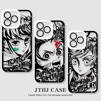Demon Slayerr Transparent Silicone Case - Tanjirou/Mitsuri/Muichirou Design, Shockproof & Scratch - Resistant for iPhone