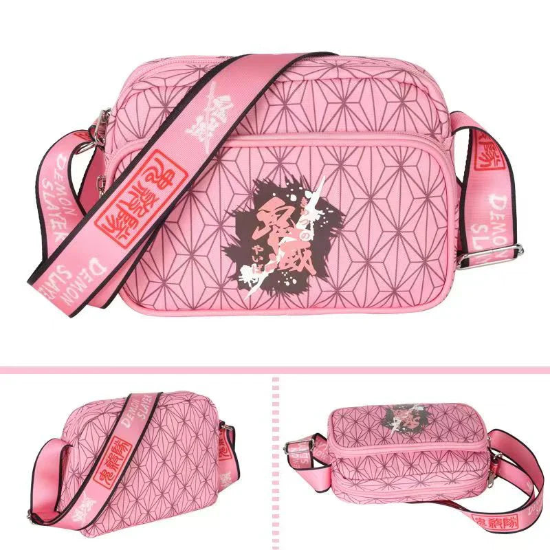 Demon Slayerr Tanjirou/Nezuko/Zenitsu/Giyuu Small Crossbody Bag - Student Satchel with Sufficient Capacity