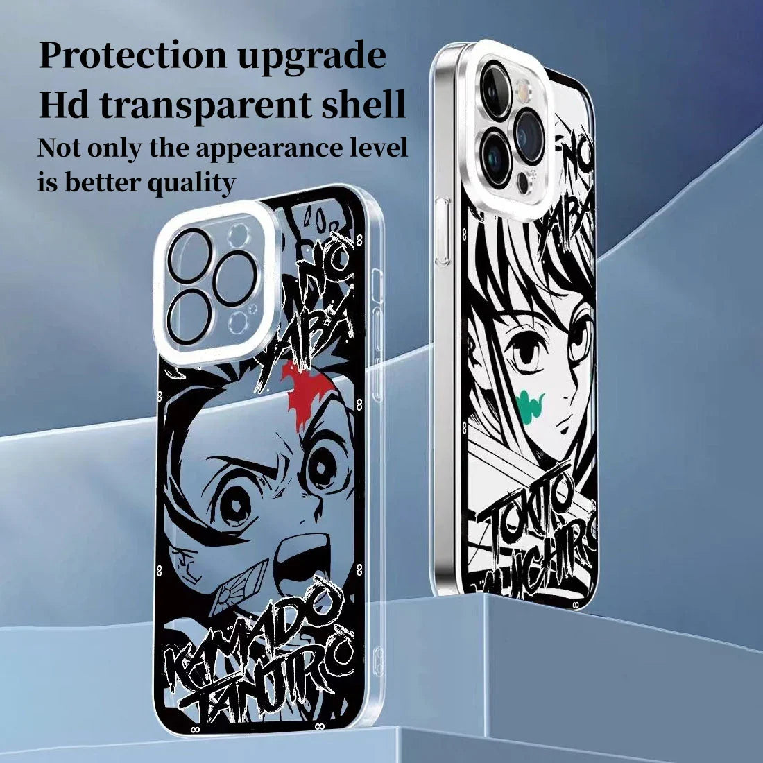 Demon Slayerr Transparent Silicone Case - Tanjirou/Mitsuri/Muichirou Design, Shockproof & Scratch - Resistant for iPhone