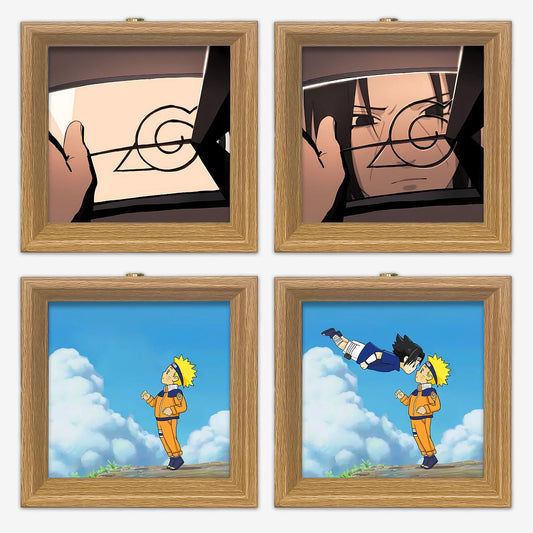Naruto Itachi/Sasuke Luminous Decorative Painting - Solid Wood Frame, Small Night Light Wall Art