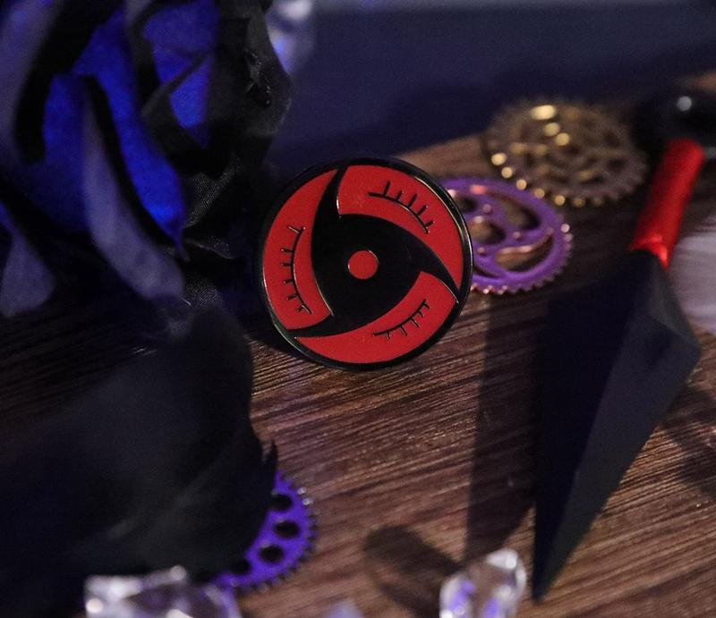 Naruto Mangekyou Sharingan Metal Badge Collection - Sasuke/Itachi/Kakashi, Anime Pin Set for Collectors Physical display