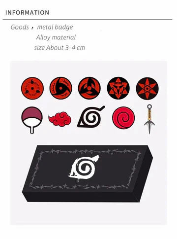 Naruto Mangekyou Sharingan Metal Badge Collection - Sasuke/Itachi/Kakashi, Anime Pin Set for Collectors Physical display