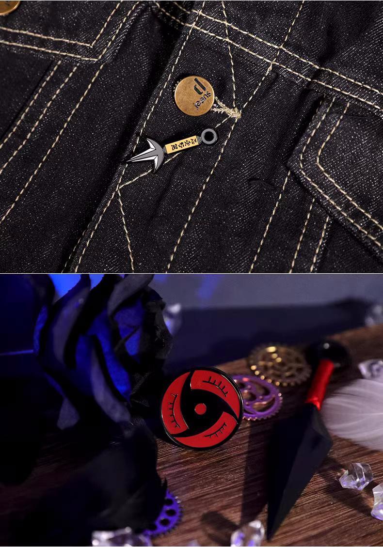 Naruto Mangekyou Sharingan Metal Badge Collection - Sasuke/Itachi/Kakashi, Anime Pin Set for Collectors Physical display