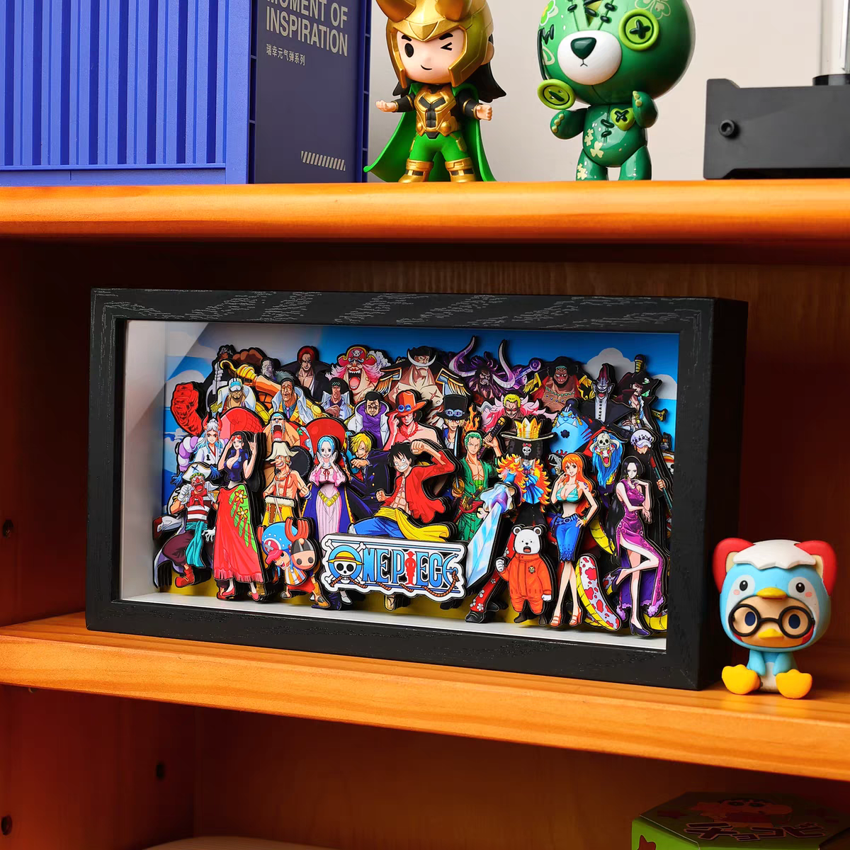 One Piece 3D Family Portrait Decorative Painting - Luffy Anime Merch, Desktop Display, Birthday Gift