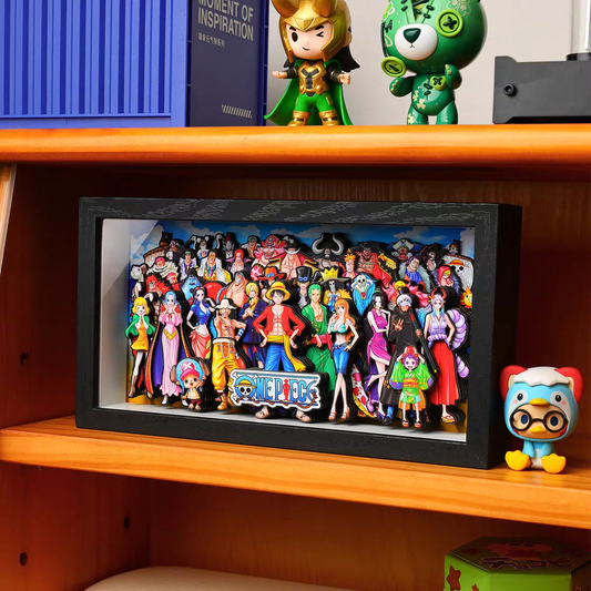 One Piece 3D Family Portrait Decorative Painting - Luffy Anime Merch, Desktop Display, Birthday Gift