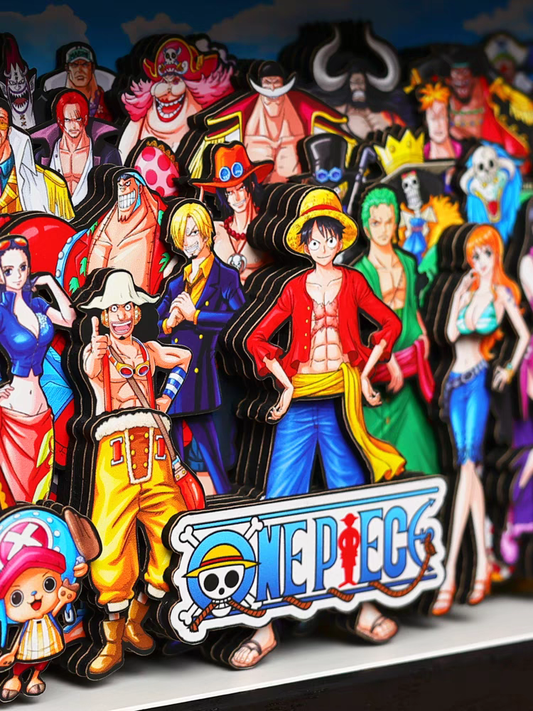 One Piece 3D Family Portrait Decorative Painting - Luffy Anime Merch, Desktop Display, Birthday Gift