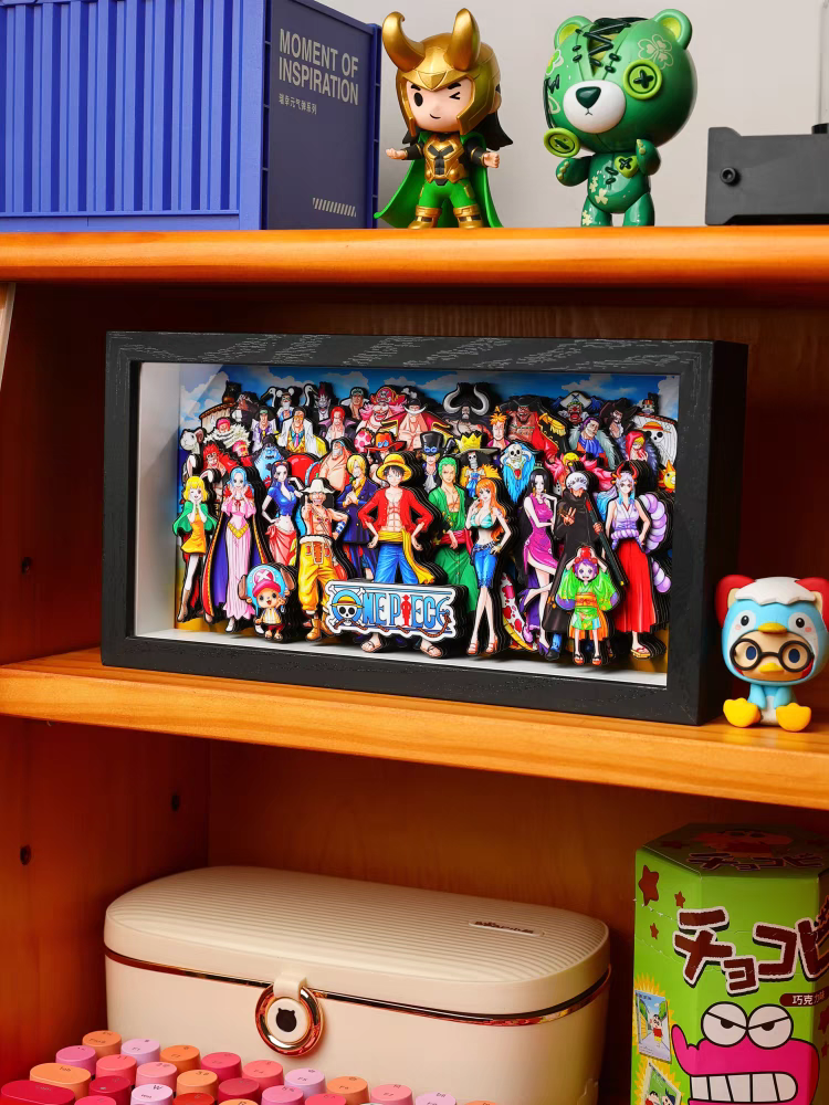 One Piece 3D Family Portrait Decorative Painting - Luffy Anime Merch, Desktop Display, Birthday Gift