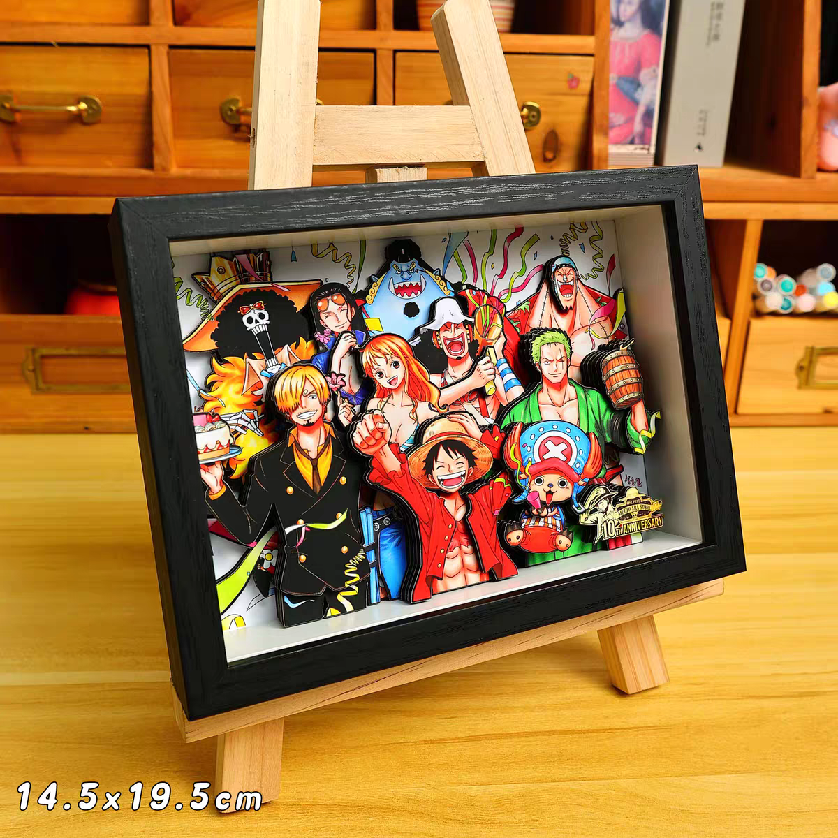 One Piece 3D Family Portrait Decorative Painting - Luffy Anime Merch, Desktop Display, Birthday Gift