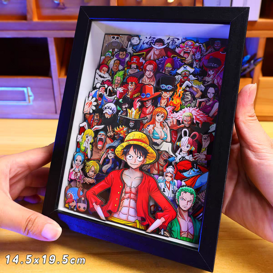One Piece 3D Family Portrait Decorative Painting - Luffy Anime Merch, Desktop Display, Birthday Gift