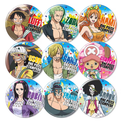 One Piece Popular Character Badges & Fridge Magnets - Anime Pins, Collector's Set with Luffy/Zoro/Ace, High-Definition Prints