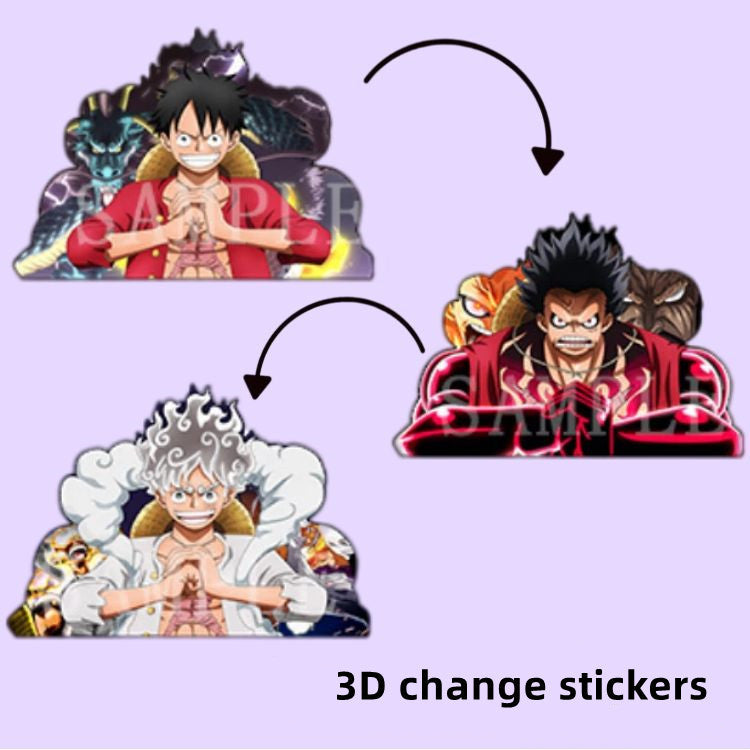 One Piece Luffy/Zoro/Nami/Sanji/Chopper 3D Gradient Stickers - Anime Decals for Laptops, Phones, Water Bottles.