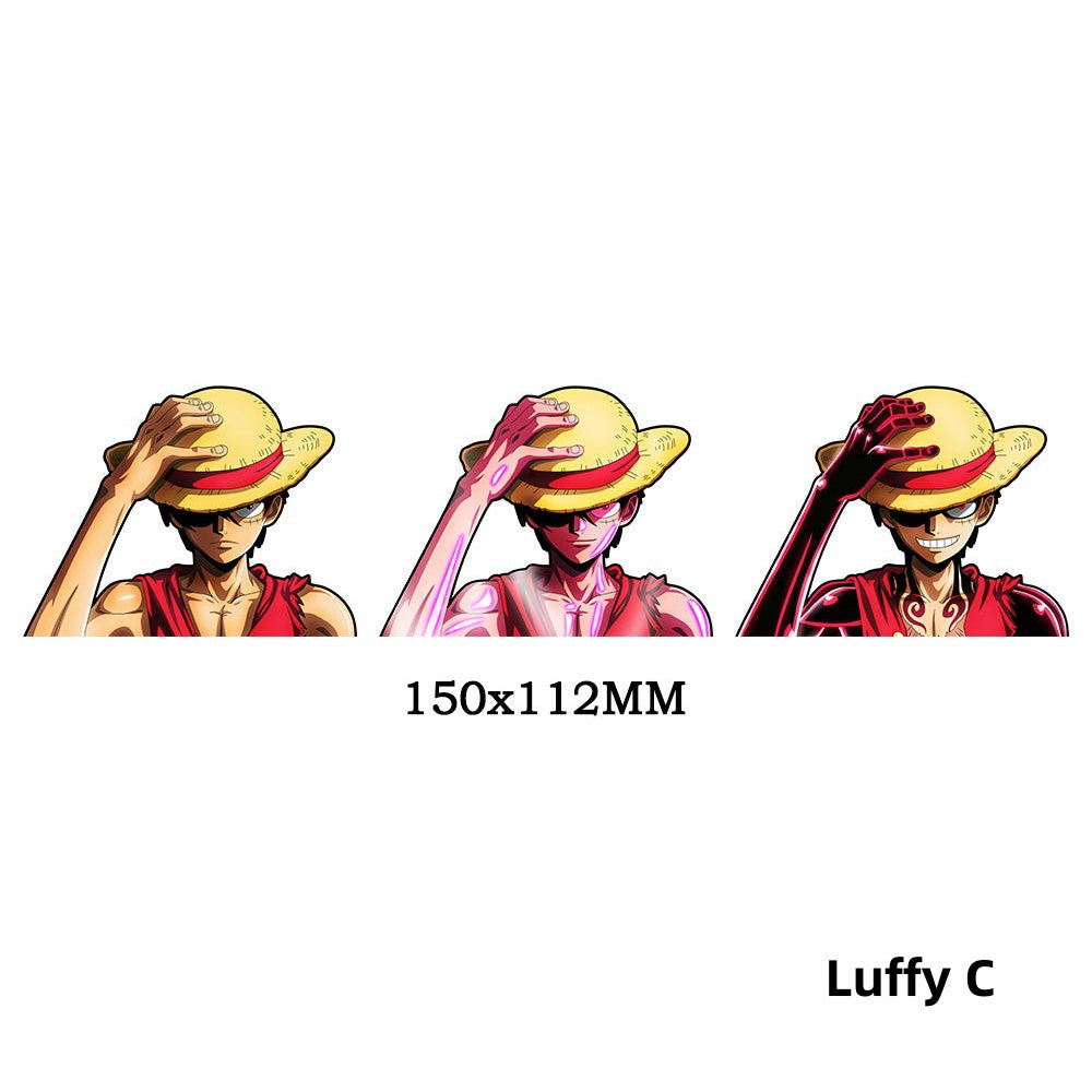 One Piece Luffy C 3D Gradient Stickers - Anime Decals for Laptops, Phones, Water Bottles.