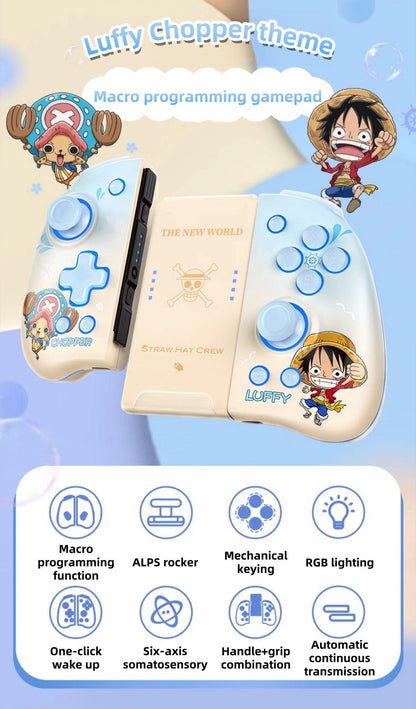 One Piece Luffy/Chopper Wireless Switch Controller - Adjustable LED Lights, Ambidextrous Gamepad for Nintendo Switch