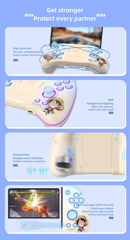 One Piece Luffy/Chopper Wireless Switch Controller - Adjustable LED Lights, Ambidextrous Gamepad for Nintendo Switch