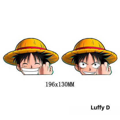 One Piece Luffy D 3D Gradient Stickers - Anime Decals for Laptops, Phones, Water Bottles.