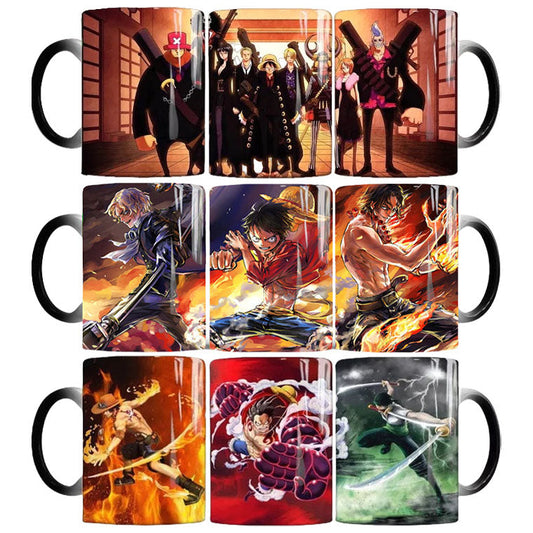 One Piece Luffy/Zoro/Chopper Heat-Changing Mug - Ceramic, Anime Design, Hot Beverage Cup.