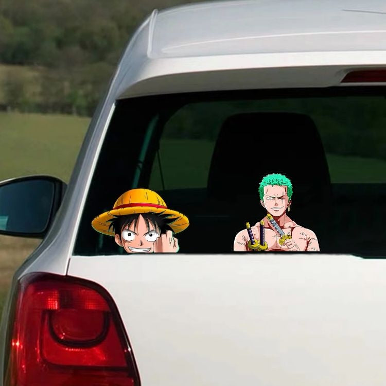 One Piece Luffy/Zoro/Nami/Sanji/Chopper 3D Gradient Stickers - Anime Decals for Laptops, Phones, Water Bottles.