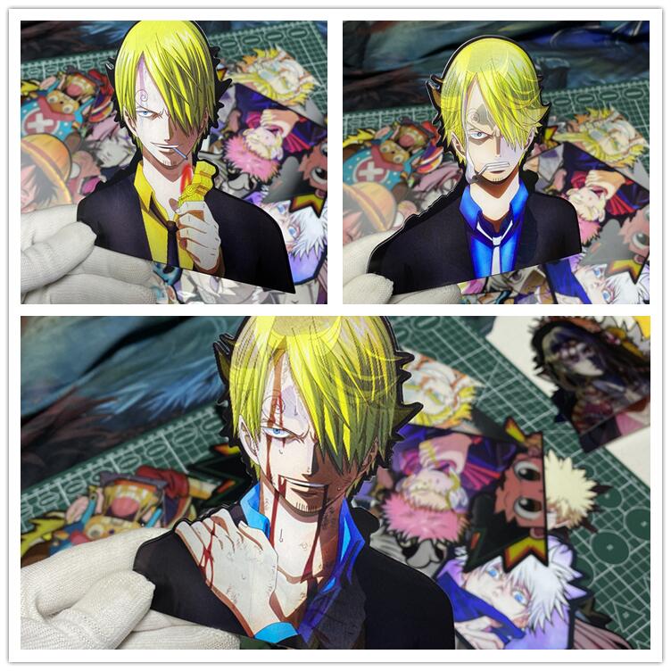 One Piece Luffy/Zoro/Nami/Sanji/Chopper 3D Gradient Stickers - Anime Decals for Laptops, Phones, Water Bottles.