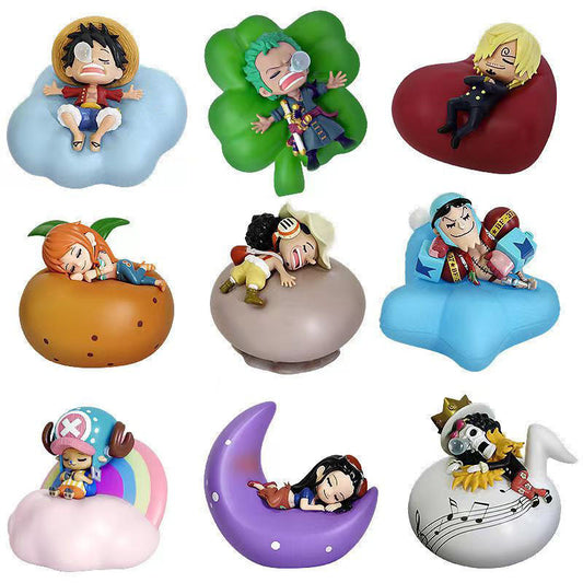 One Piece Straw Hat Crew Night Light - Luffy/Zoro/Nami/Sanji, Cute Cartoon, USB-Powered, Dimmable Bedside Lamp.