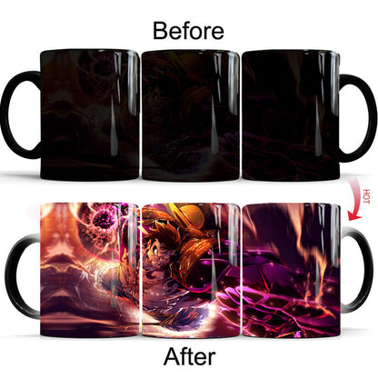 One Piece Luffy geat 4 Heat-Changing Mug - Ceramic, Anime Design, Hot Beverage Cup.